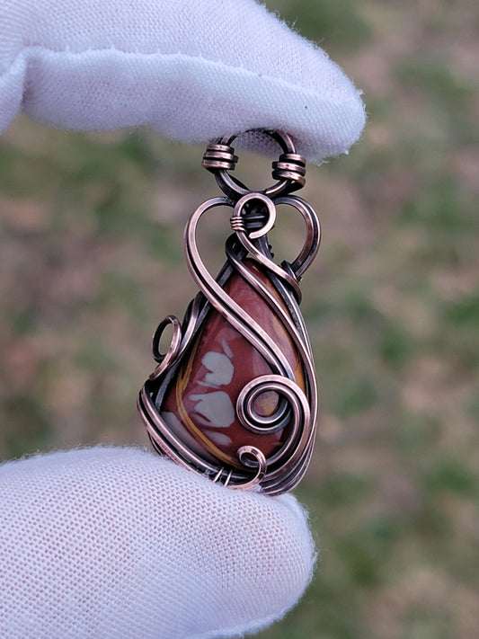 Noreena Jasper Necklace - 'Tyet' - Wire Wrap Pendant - Jewelry