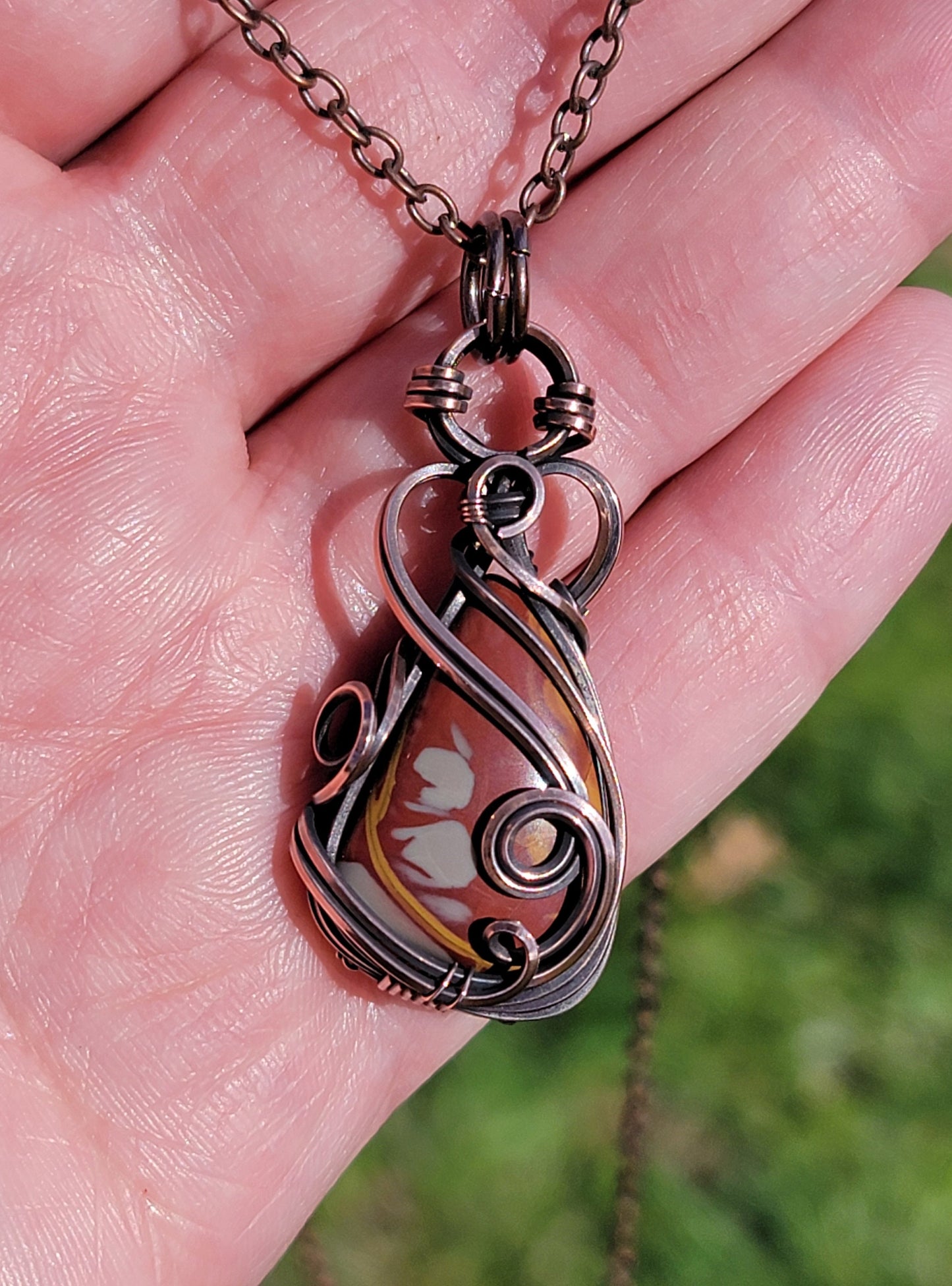 Noreena Jasper Necklace - 'Tyet' - Wire Wrap Pendant - Jewelry