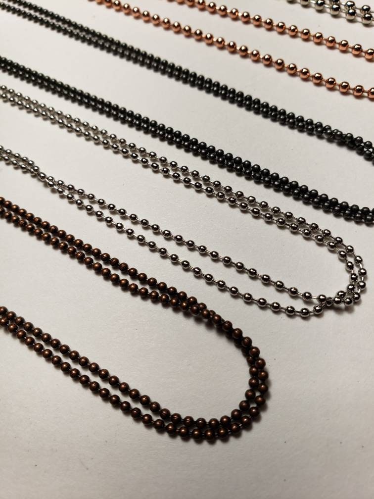 24" Ball Chain Plated Copper or Stainless Steel 1.5mm or 2.3mm