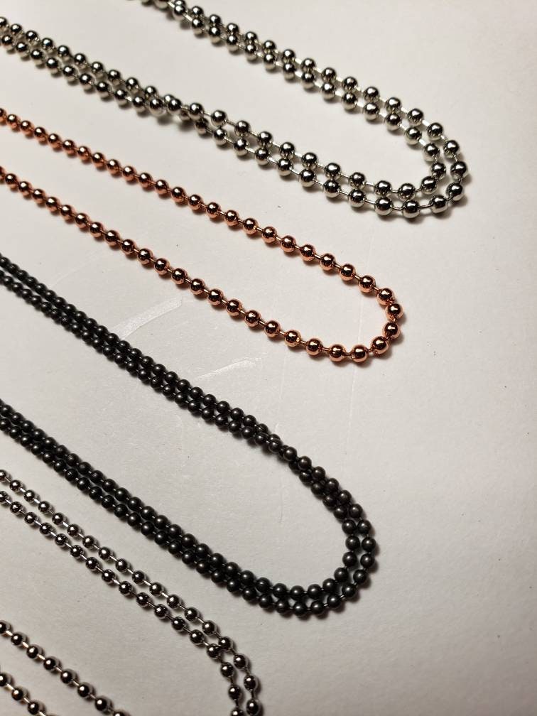 24" Ball Chain Plated Copper or Stainless Steel 1.5mm or 2.3mm