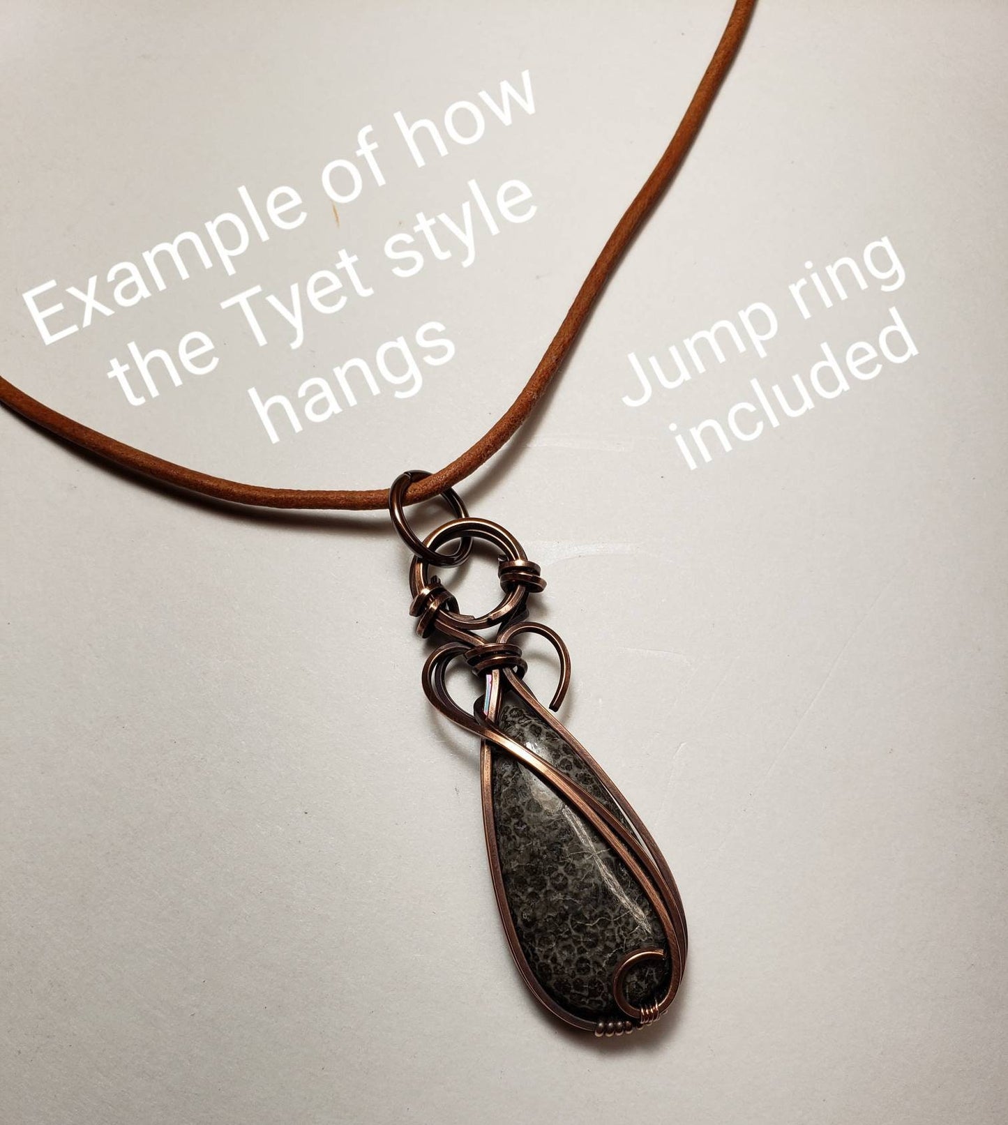 Banded Agate 'Tyet' Wire Wrap Pendant Oxidized Copper