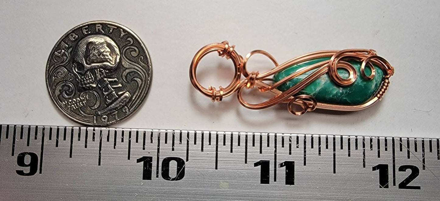 Variscite 'Tyet' Wire Wrap Mini Pendant Raw Copper