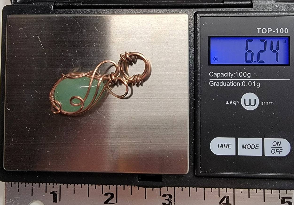 Adventurine 'Tyet' Wire Wrapped MINI Pendant Oxidized Copper