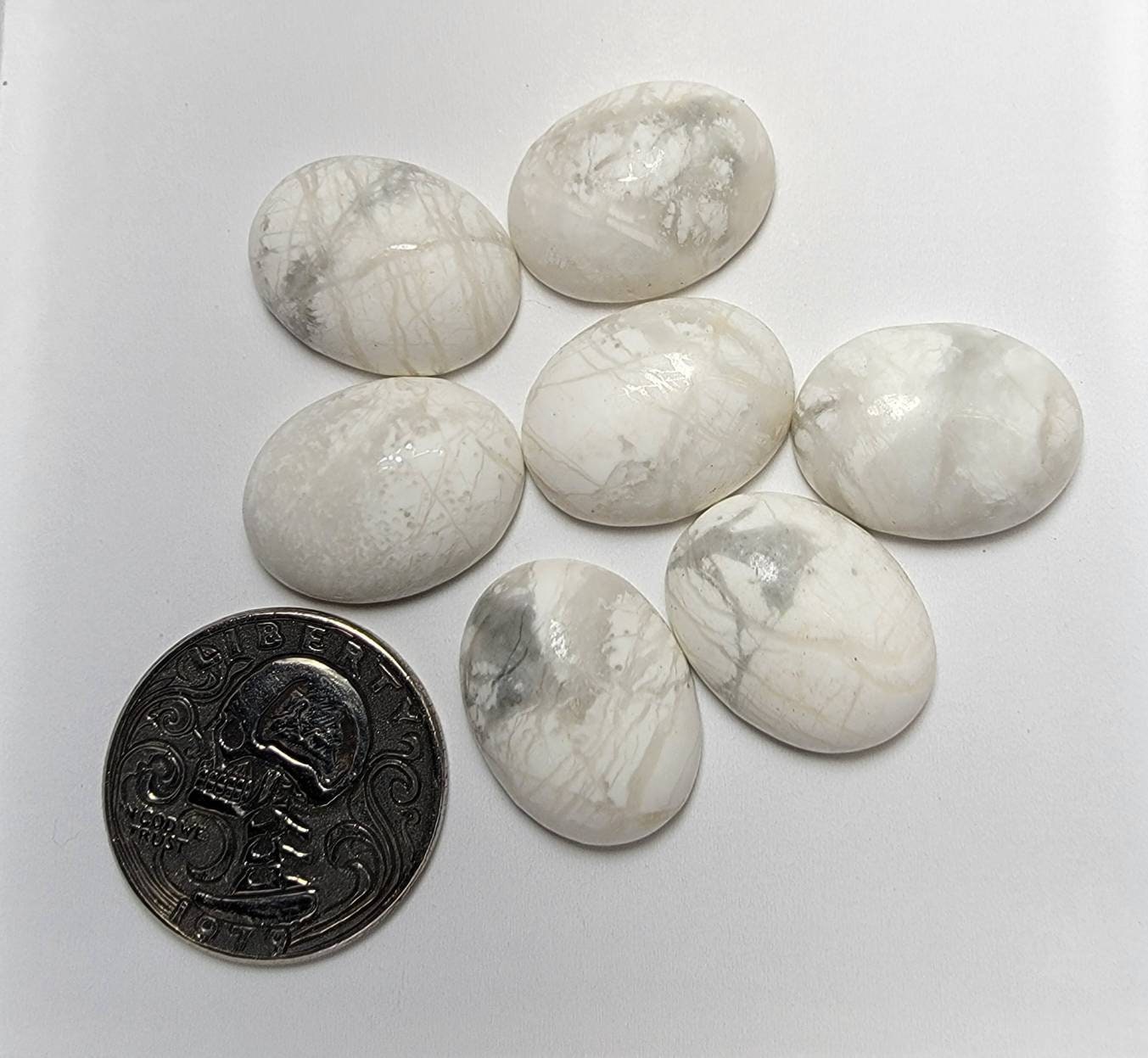 Oval Howlite Cabochon Lot - 24 grams - 7pc - 059
