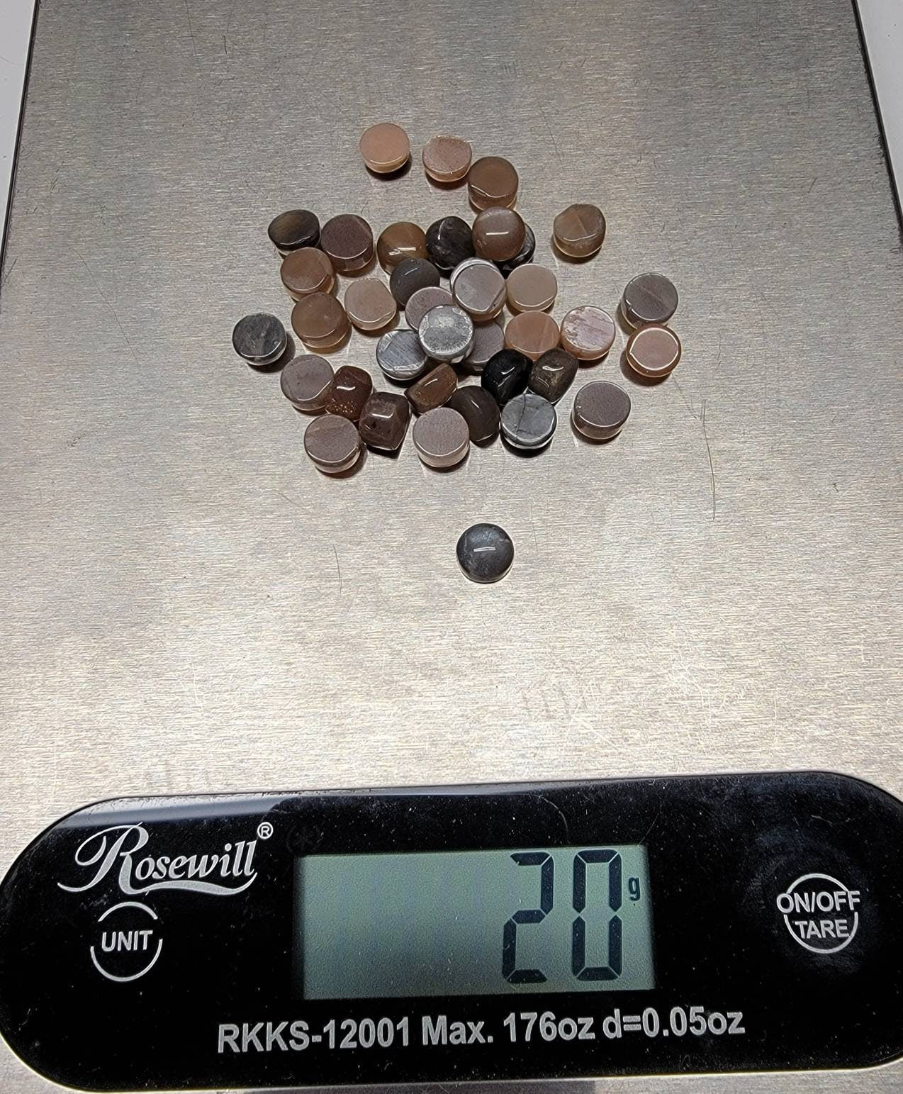 8mm Round Peach Gray Moonstone  Cabochon Lot - 20 grams - 056