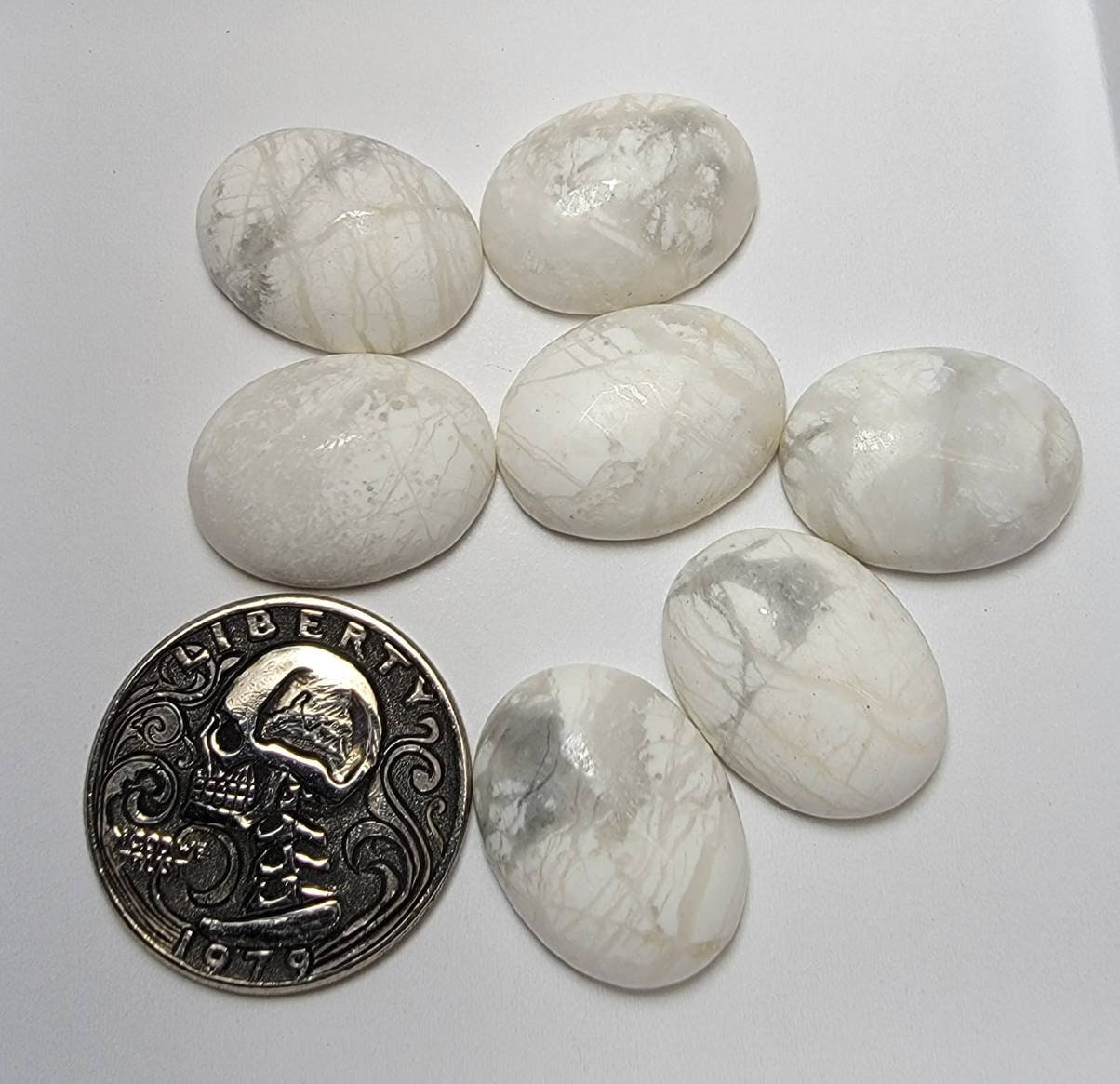 Oval Howlite Cabochon Lot - 24 grams - 7pc - 059