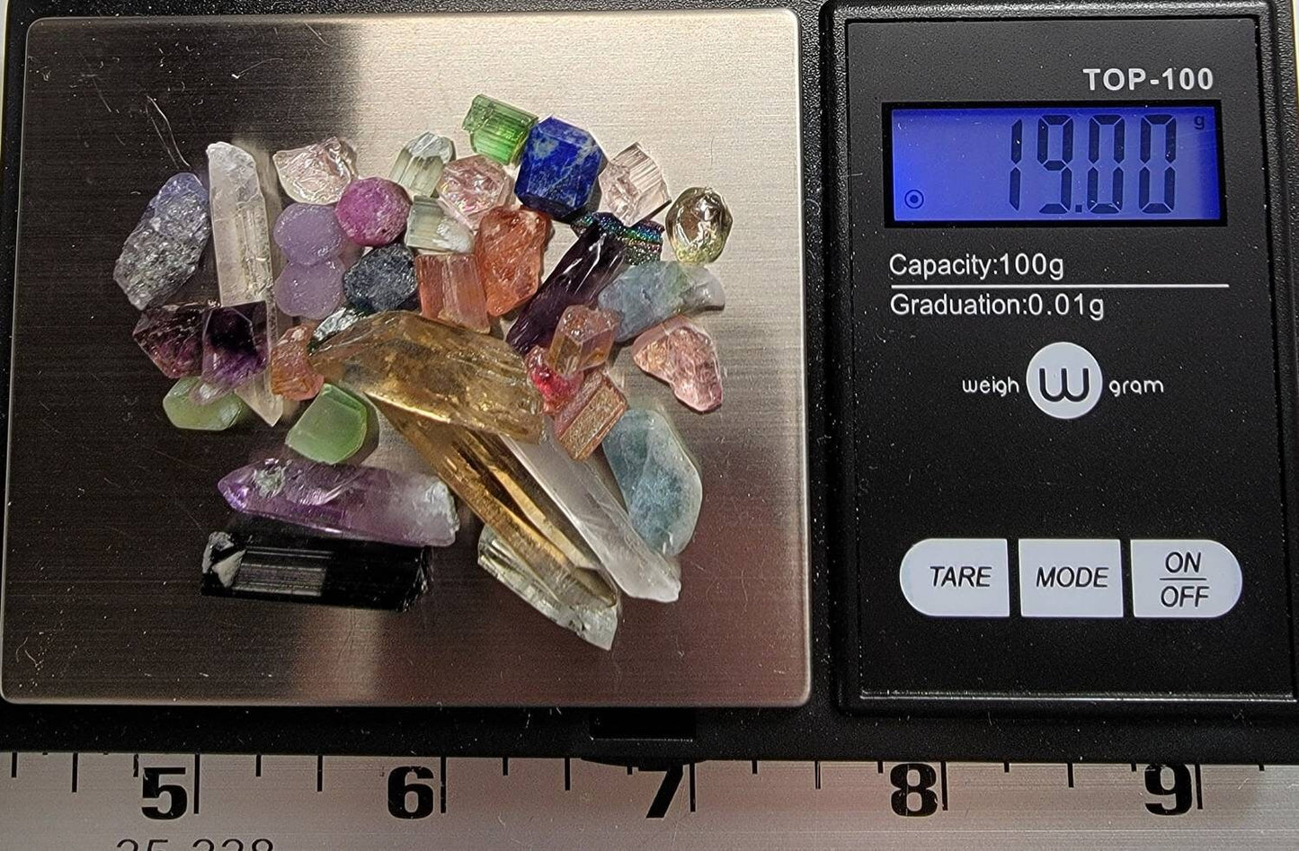 Small Mixed Crystals - 068 - Ruby + Sapphire Garnet + Tourmaline + Amethyst + Tanzanite + Aquamarine + More