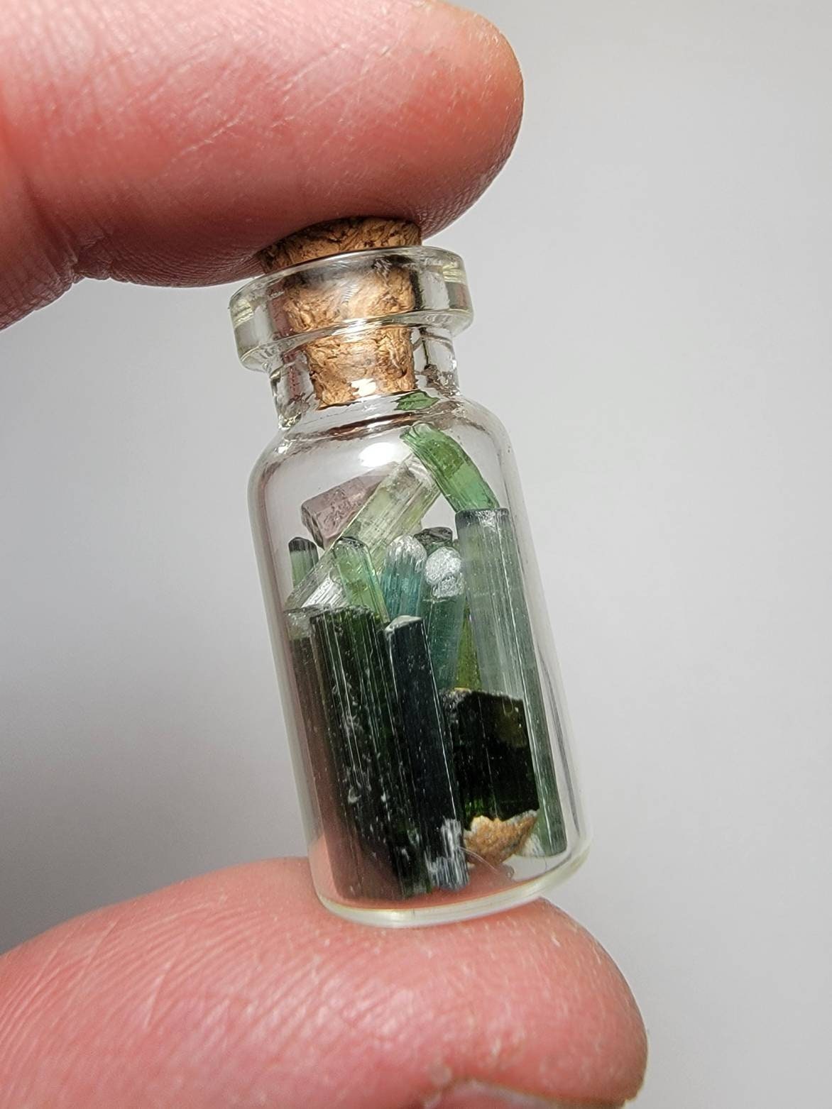 Fairy Bottle Mixed Tourmaline Crystals - 3.3g - 065