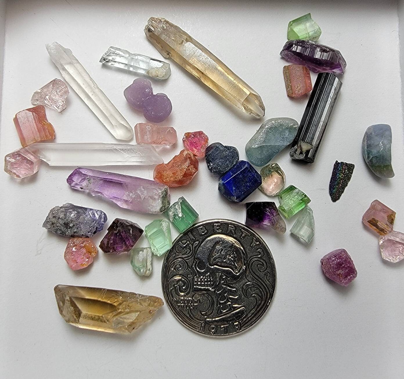 Small Mixed Crystals - 068 - Ruby + Sapphire Garnet + Tourmaline + Amethyst + Tanzanite + Aquamarine + More