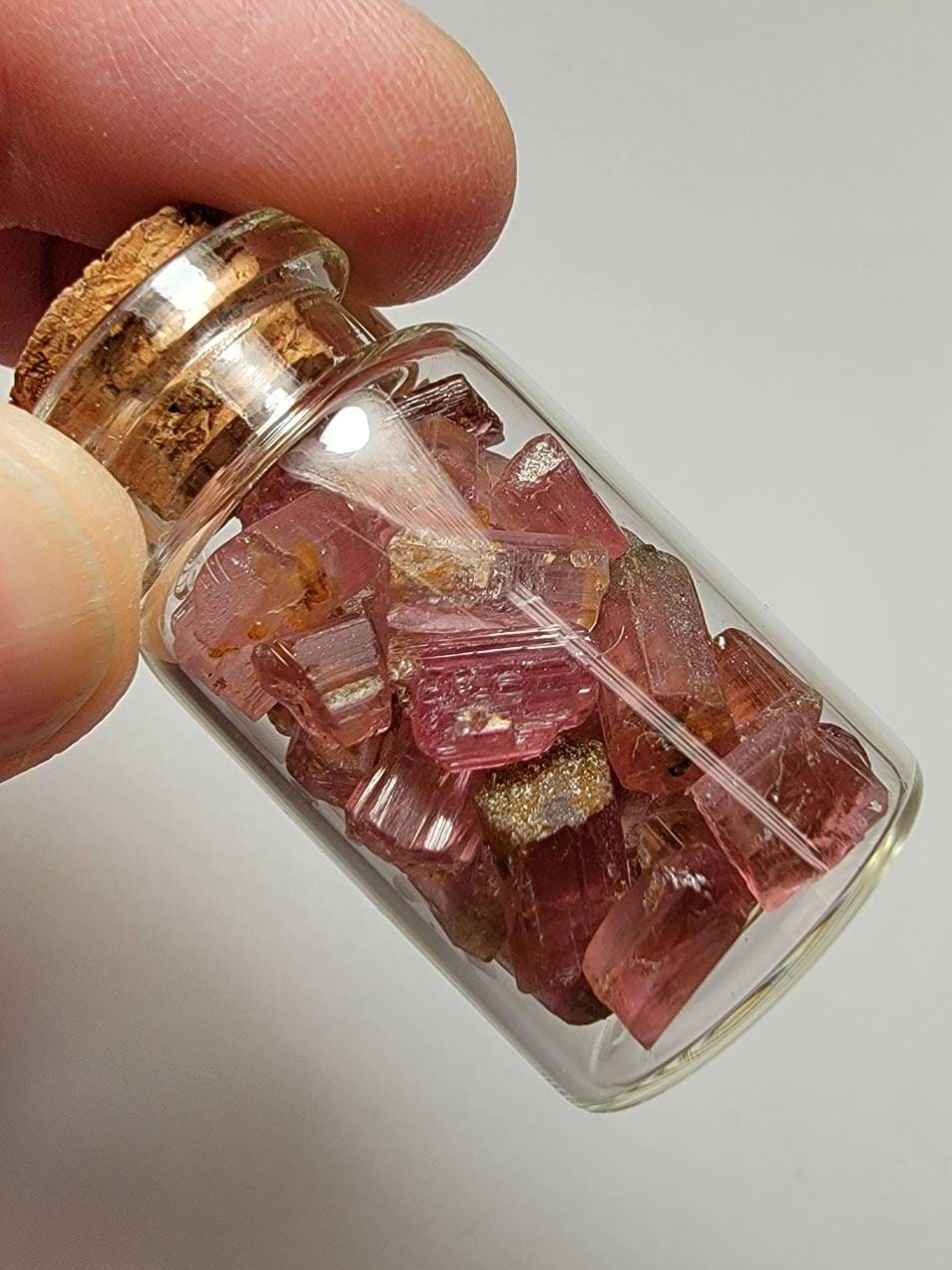 Fairy Bottle Pink Tourmaline Crystals - 15g - 085