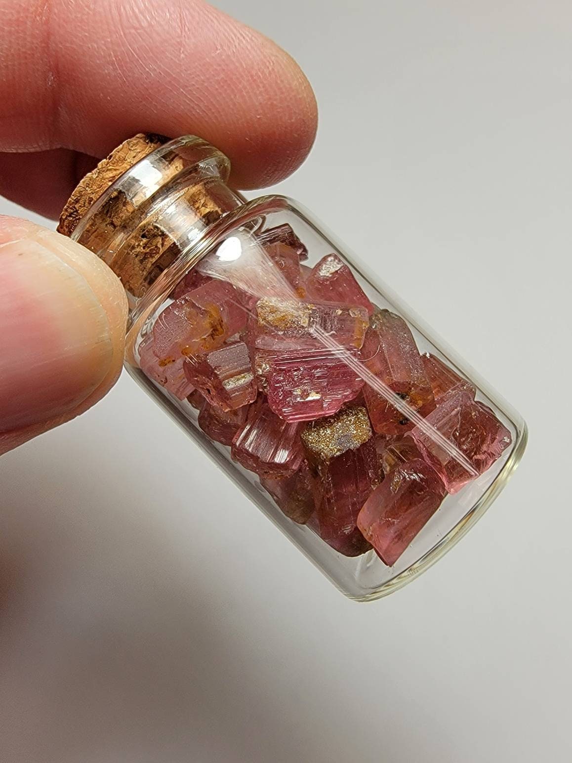 Fairy Bottle Pink Tourmaline Crystals - 15g - 085