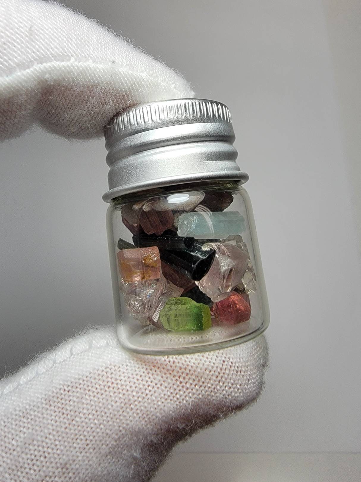 Fairy Bottle Mixed Tourmaline Crystals - 8.6g - 43ct - Pakistan - 098